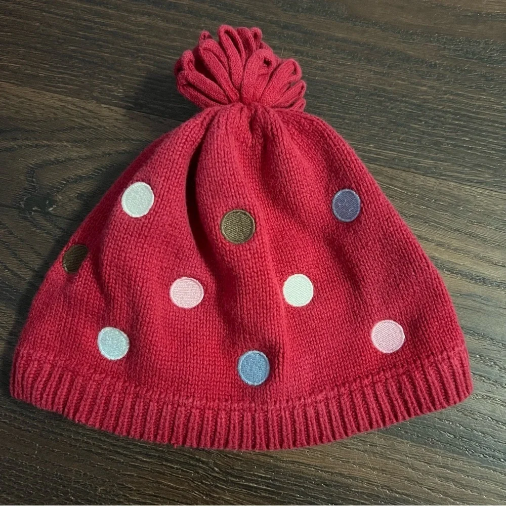 Gymboree baby toddler 12-24 month polka dot Pom Pom hat - winter snowflake line